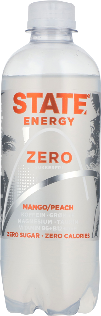 Energidrik m. mango & fersken sukkerfri, STATE 400 ml