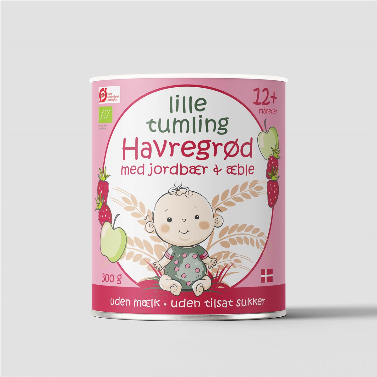 Havregrød m. jordbær & æble 300 g