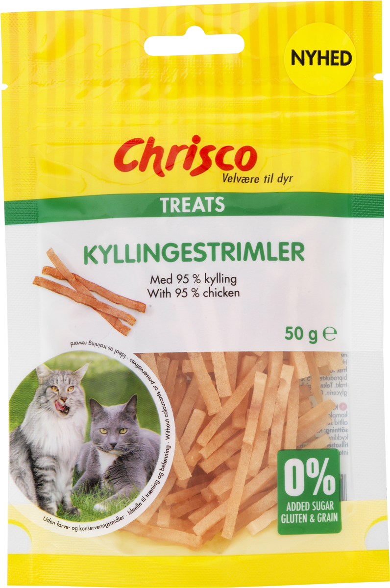 Kattegodbid kyllingestrimler, Chrisco 50 g