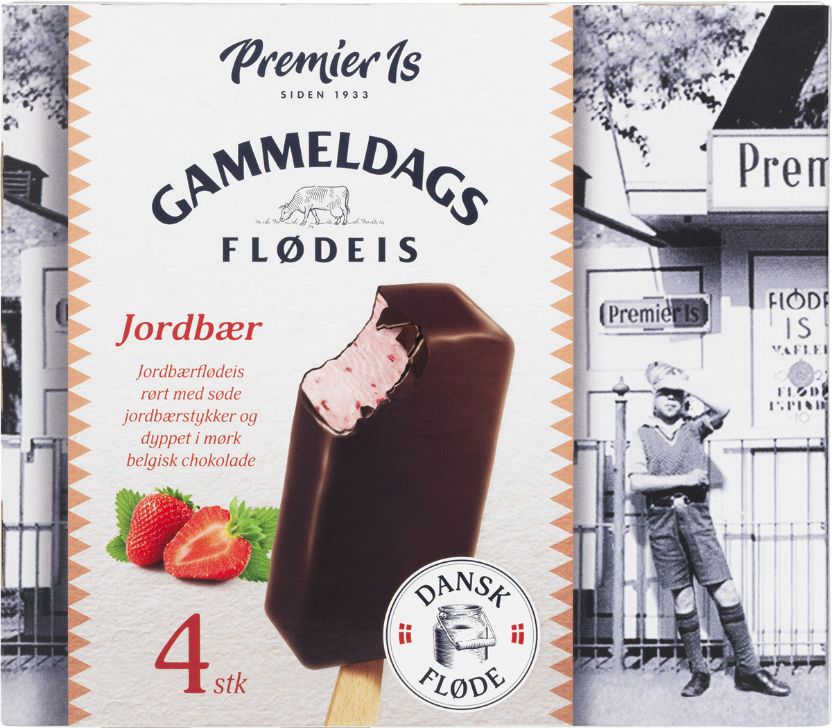 Gl. dags flødeis jordbær