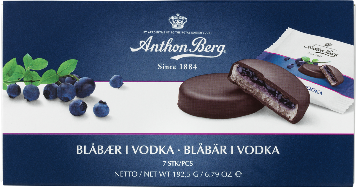 Anthon Berg Mørk Chokolade Marcipan Blåbær Vodka