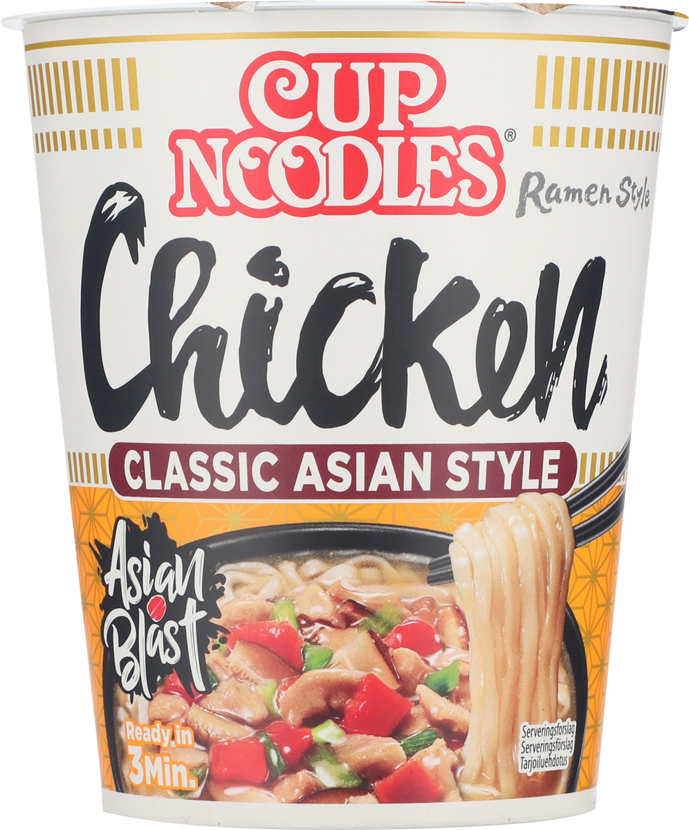 Instant kopnudler m. kyllingesmag, Cup Noodles