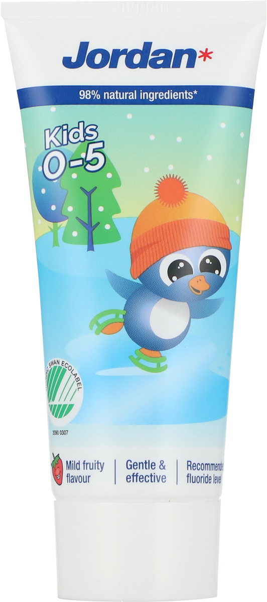 Jordan, Børnetandpasta m. mild hindbærsmag 0-5 år