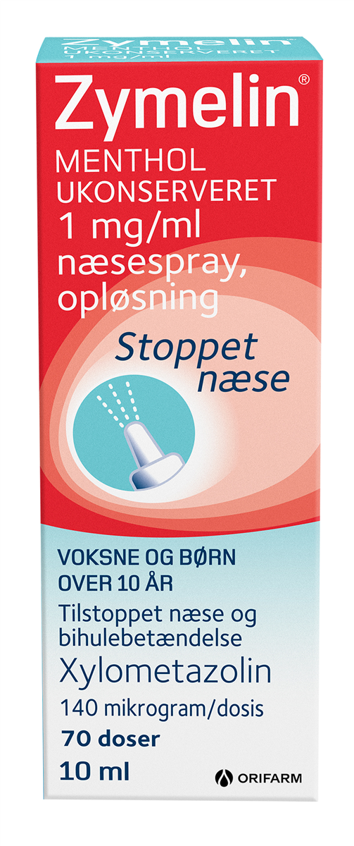 Zymelin, Næsespray mod tilstoppet næse m. menthol  0,5 mg/ml