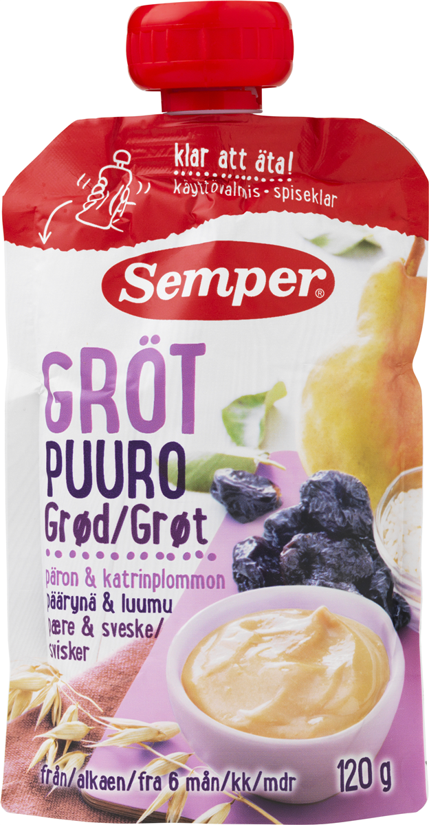 Semper, Grødsmoothie m. pære og sveske fra 6 mdr.
