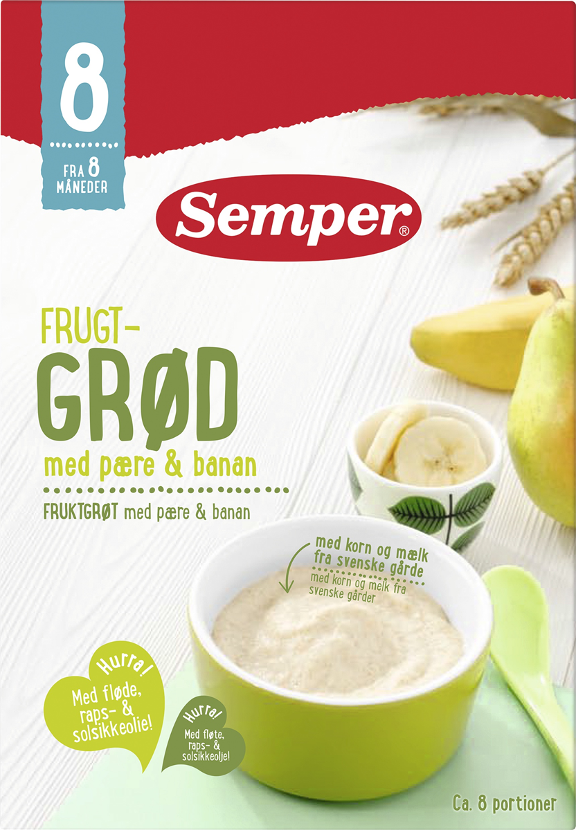 Semp frugtgrød m/pærer/ban 480 g