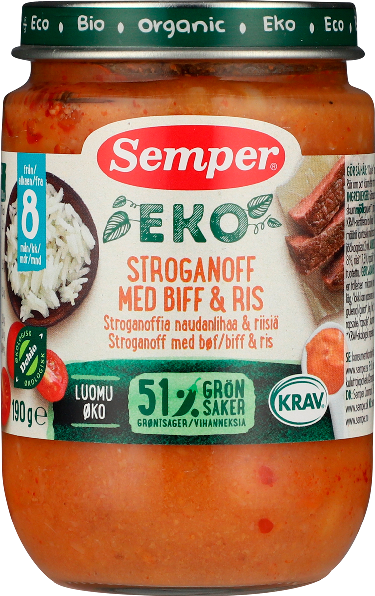 Semper Semp ris bøfstrog 8 md øko 190 g
