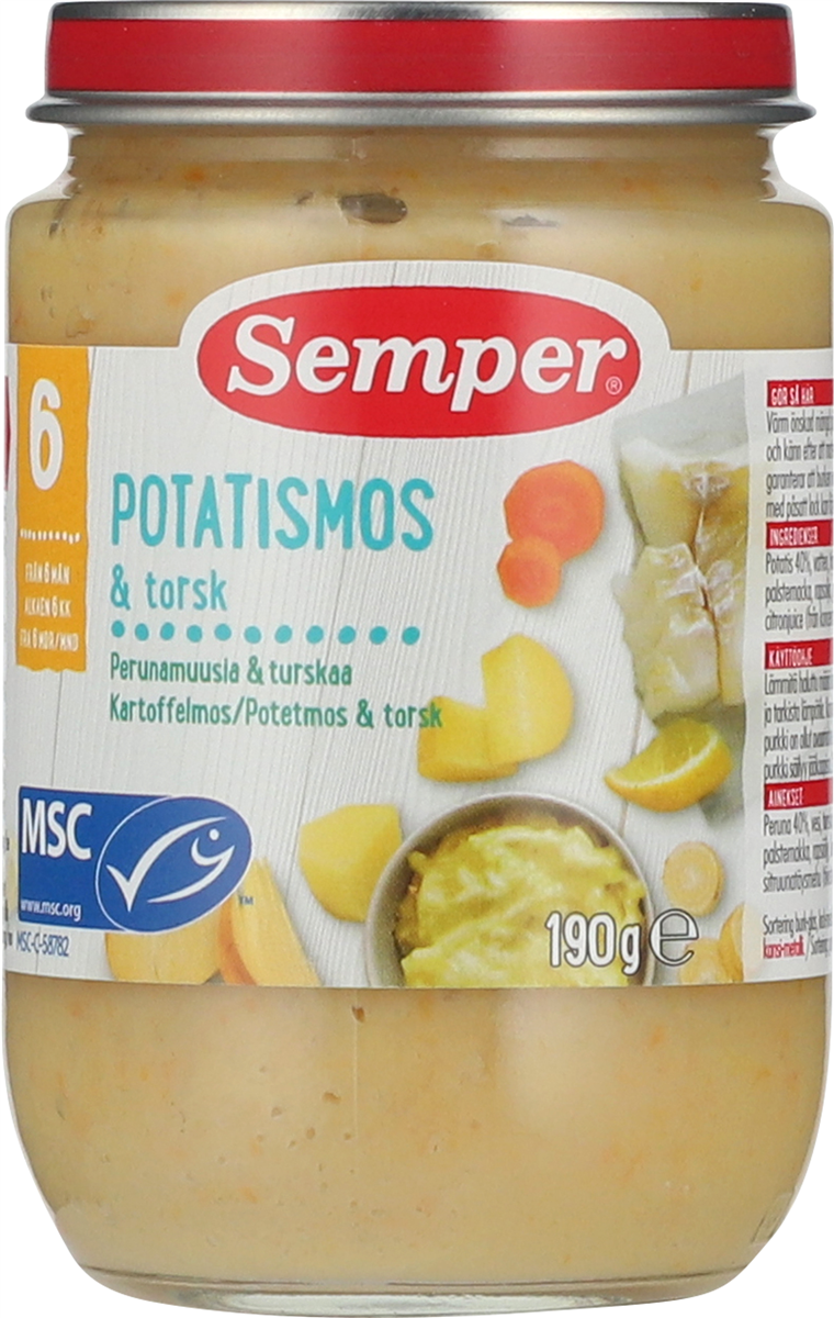 Semper kartoffelmos/torsk 190 g