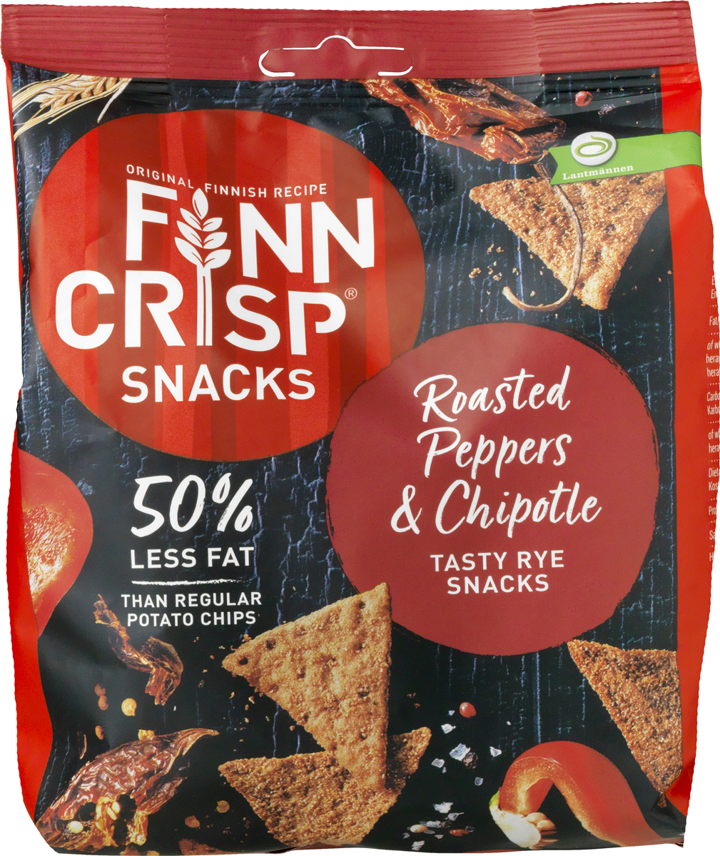Rugchips m. ristet peberfrugt & chipotle, Finn Crisp 150 g