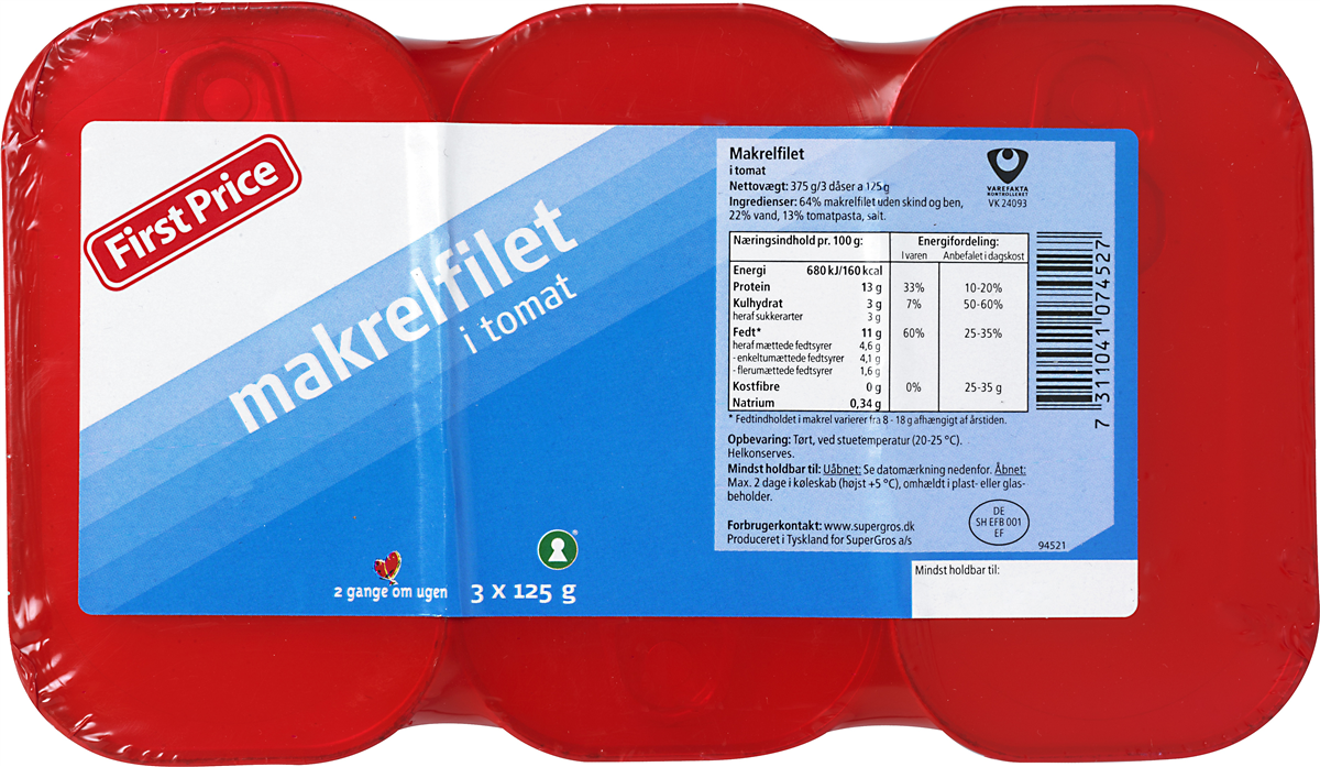 First Price FP makrelfilet 3-pak 375 g