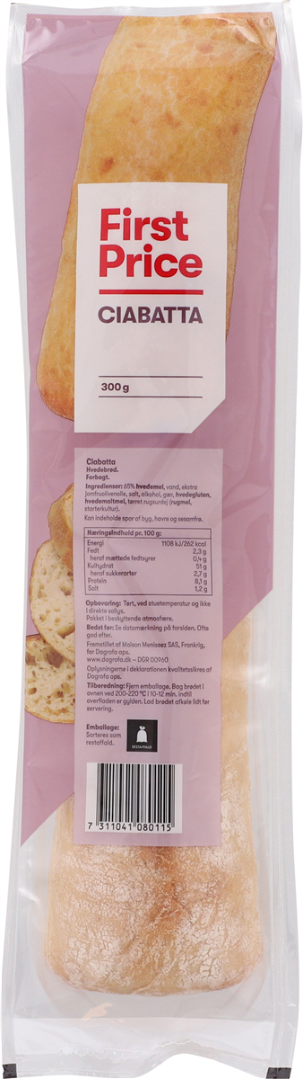 Ciabatta brød, First Price