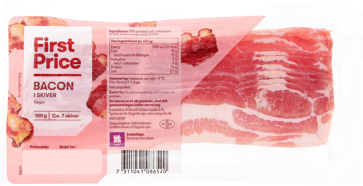 Bacon i skiver, First Price