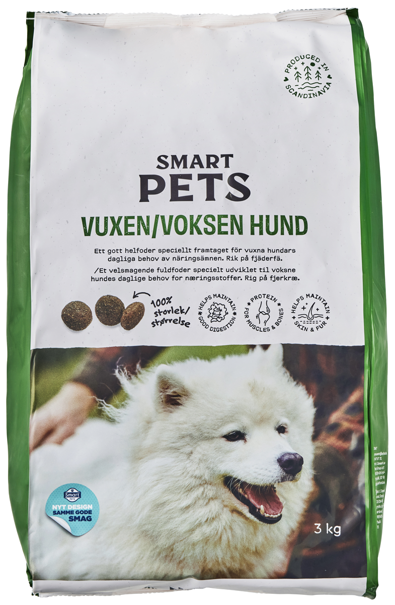 Tørfoder t. voksen hund m. okse & kylling, Smart Pets 3000 g