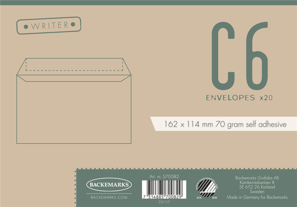 Konvolutter C6 20-pak 20 stk.