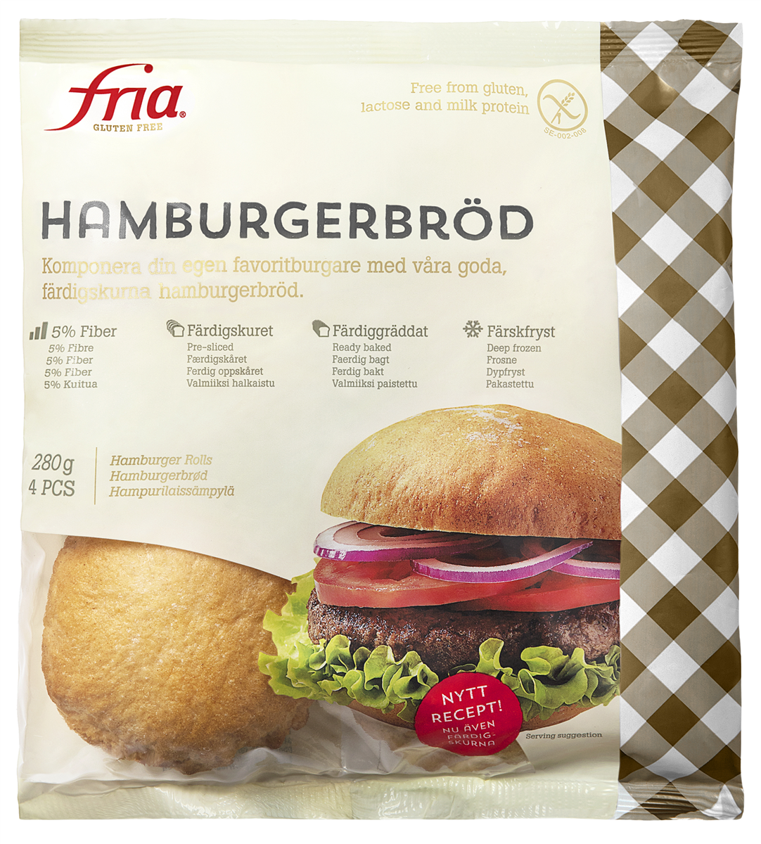 Fria hamburgerboller glf 280 g