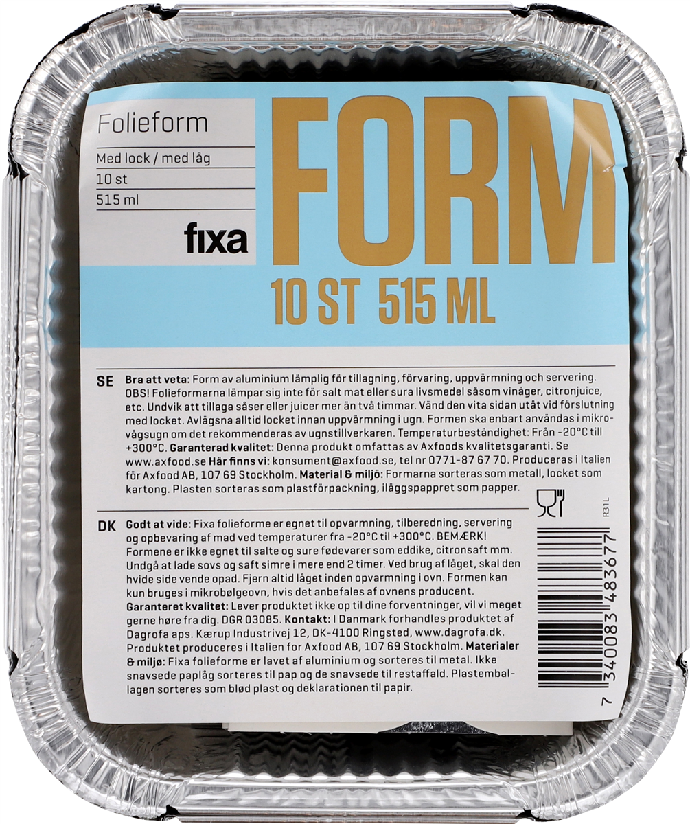 Fixa Aluform med Låg 515 ml 10 stk