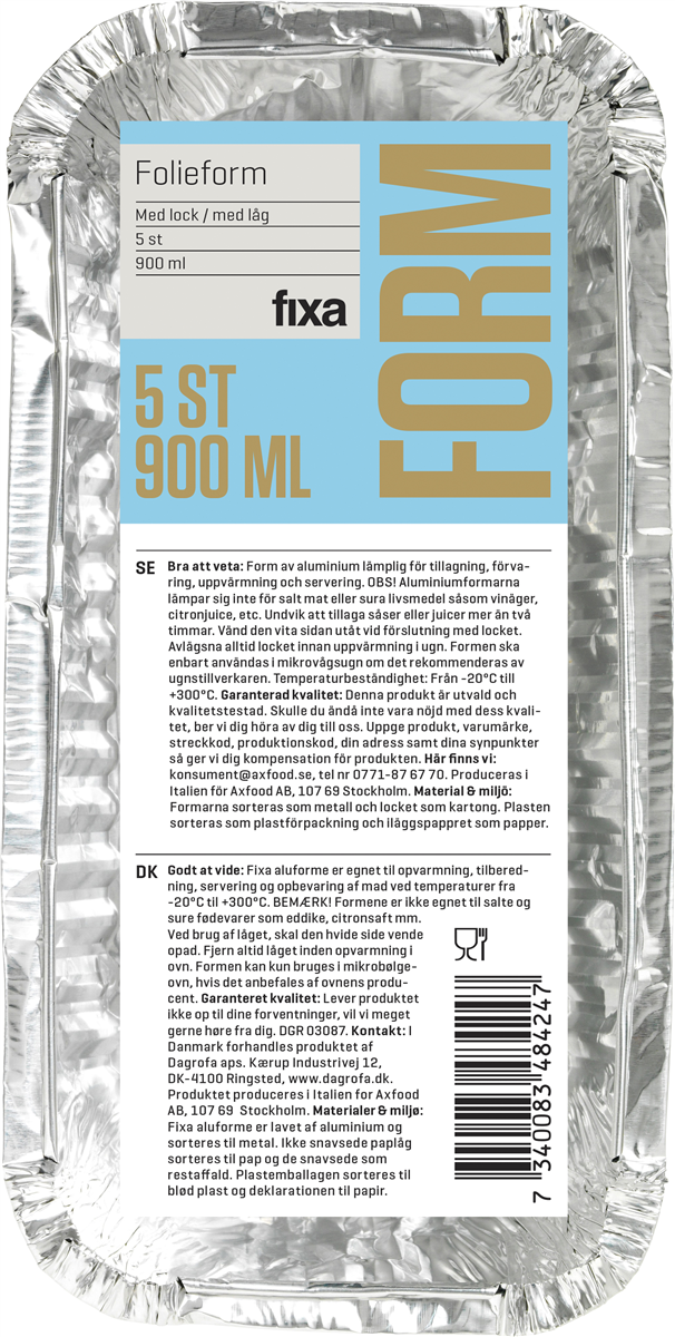 Fixa Aluforme med låg 900 ml 5 stk