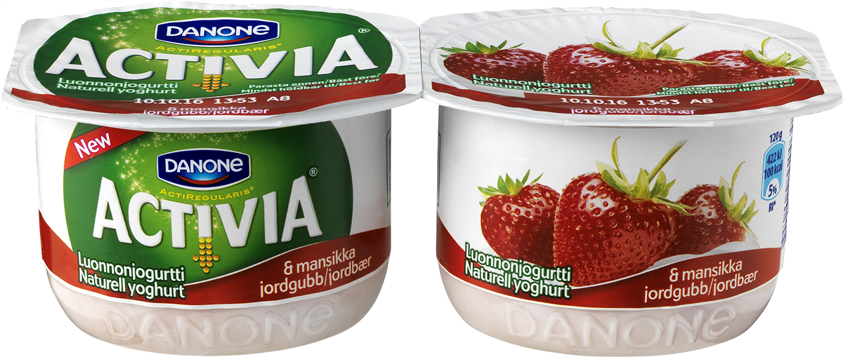 Activia jordbær 2 x 120 g. 240 g