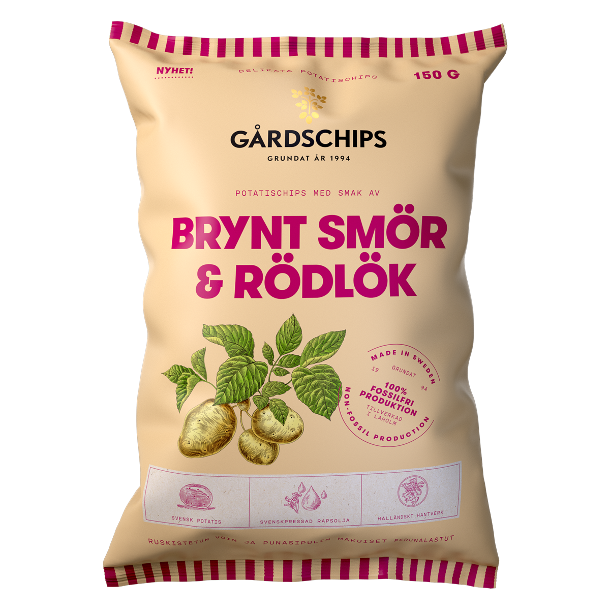 Brynt smør & rødløg chips 150 g