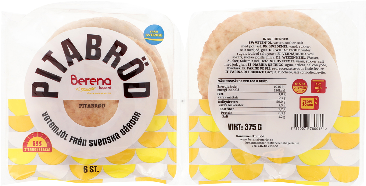 Berena Bageriet pitabrød 350 g