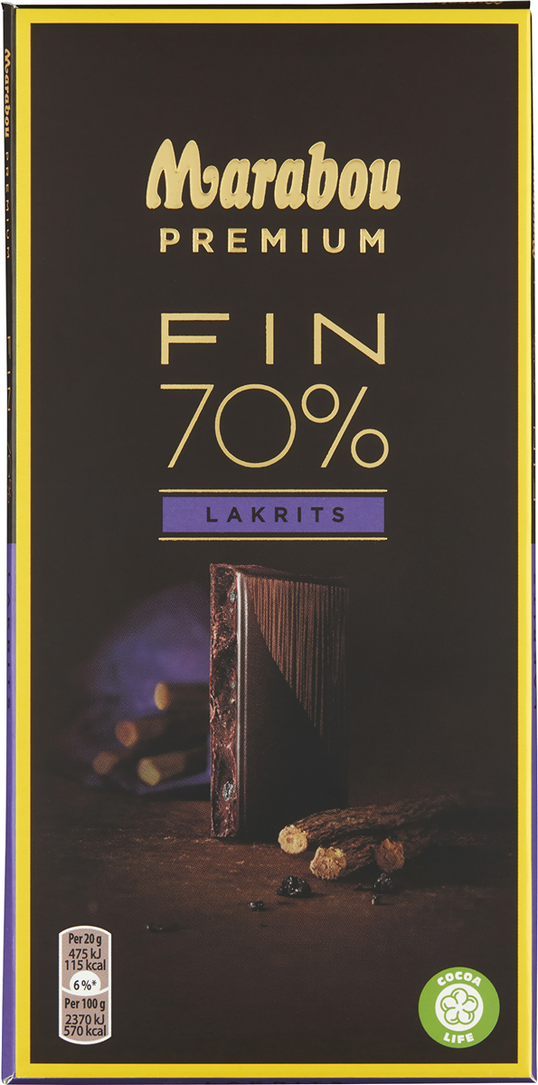 Marabou, Mørk chokolade 70% kakao m. lakrids