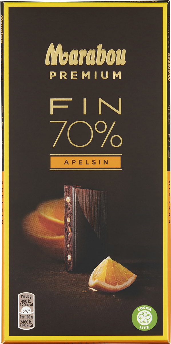 Mørk chokolade m. appelsin, Marabou Premium