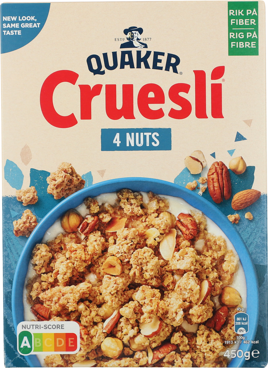 Quaker, Granola m. mandler, hassel-, pekan- og paranødder