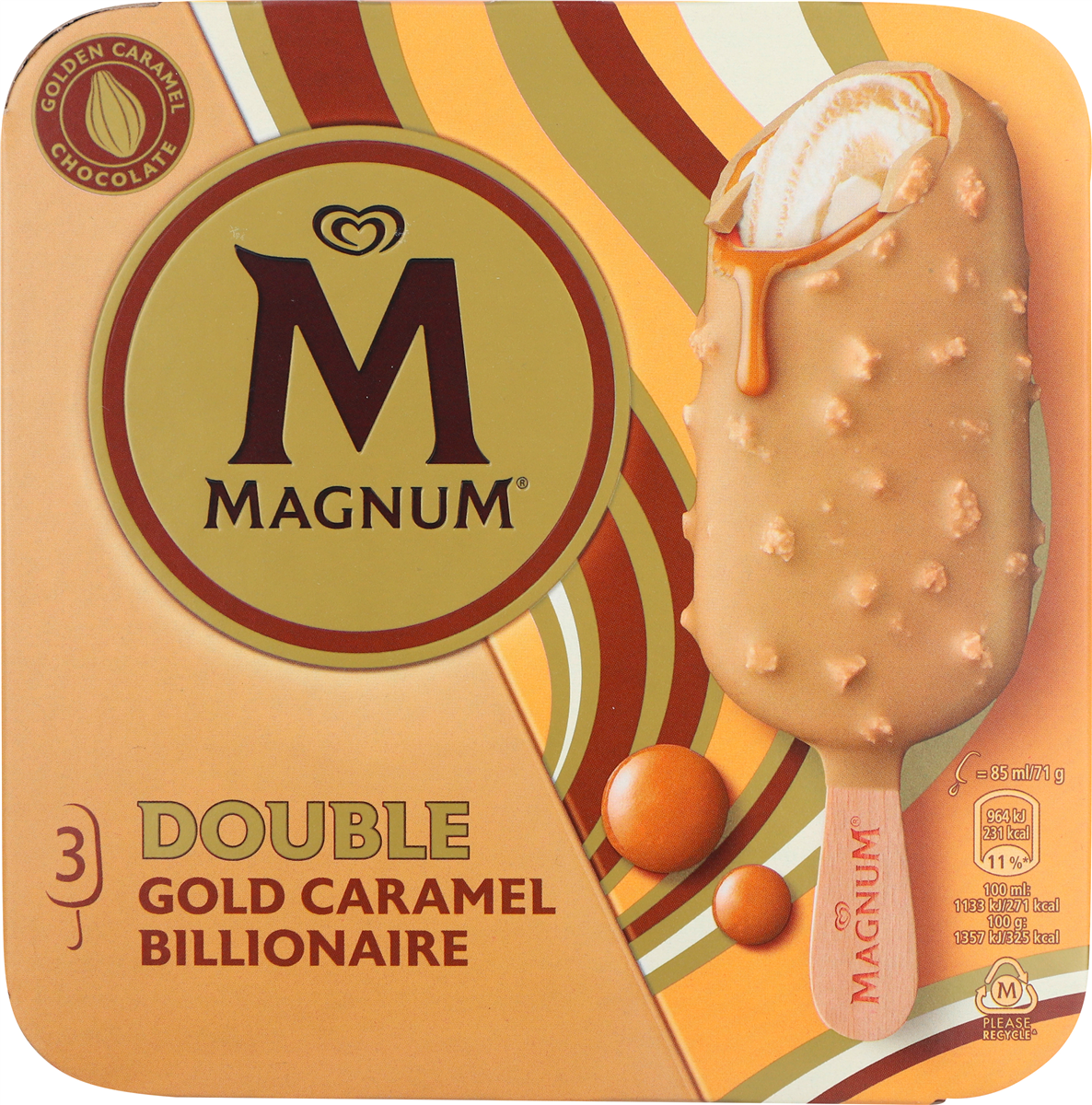 Magnum, Flødeis m. karamel og karamelchokoladeskal