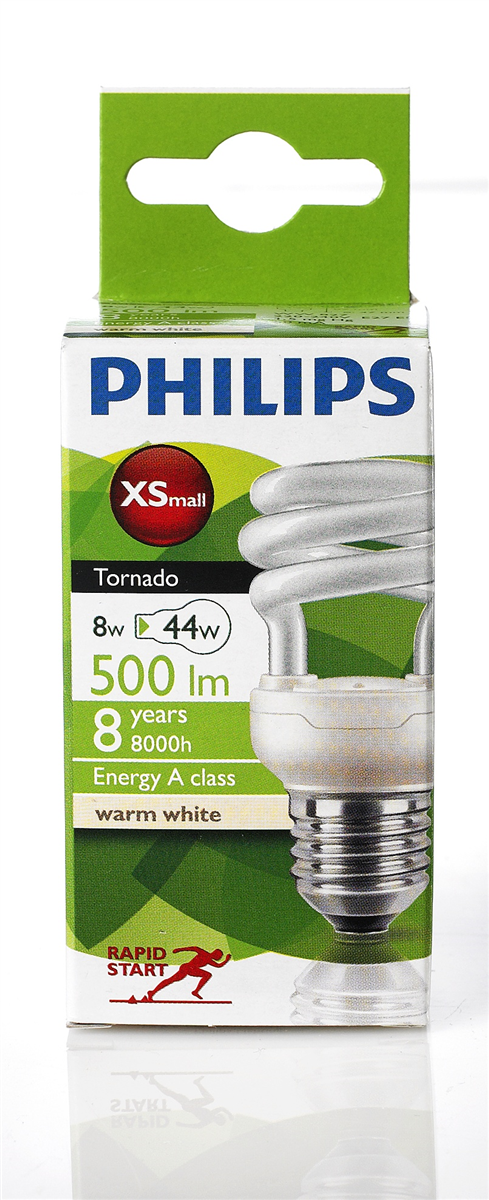 Philips 8W Tornado lavenerg stor 1 stk.