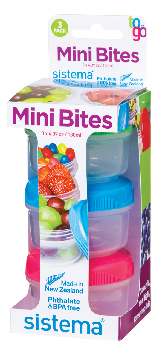 Sistema Mini Bites opbevaringsbøtte 3x130 ml