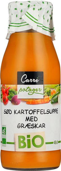 Økologisk sød kartoffelsuppe med græskar