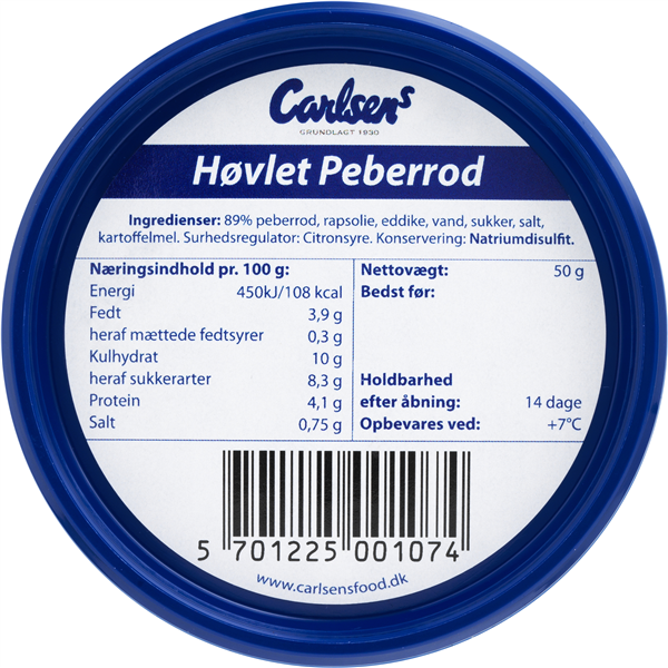 Peberrod I Bæger