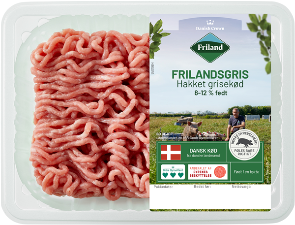 Friland Hakket Grisekød 8-12%