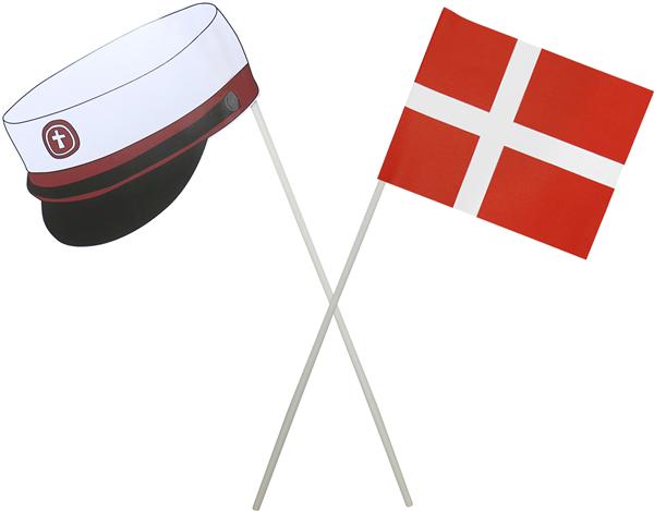 Papir Flag + Huer på Pind Rød