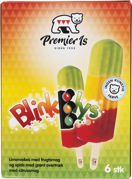 Blinklys Limonadeis med appelsin- og hindbærsmag