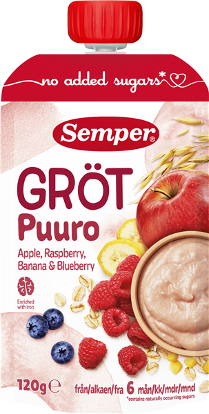 Semper Grød M/hindbær Po