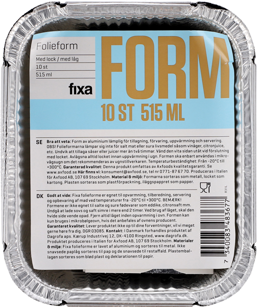 Fixa Aluform M/låg 515 Ml