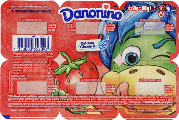 Danonino Jordbær 6X50 G – produktbillede